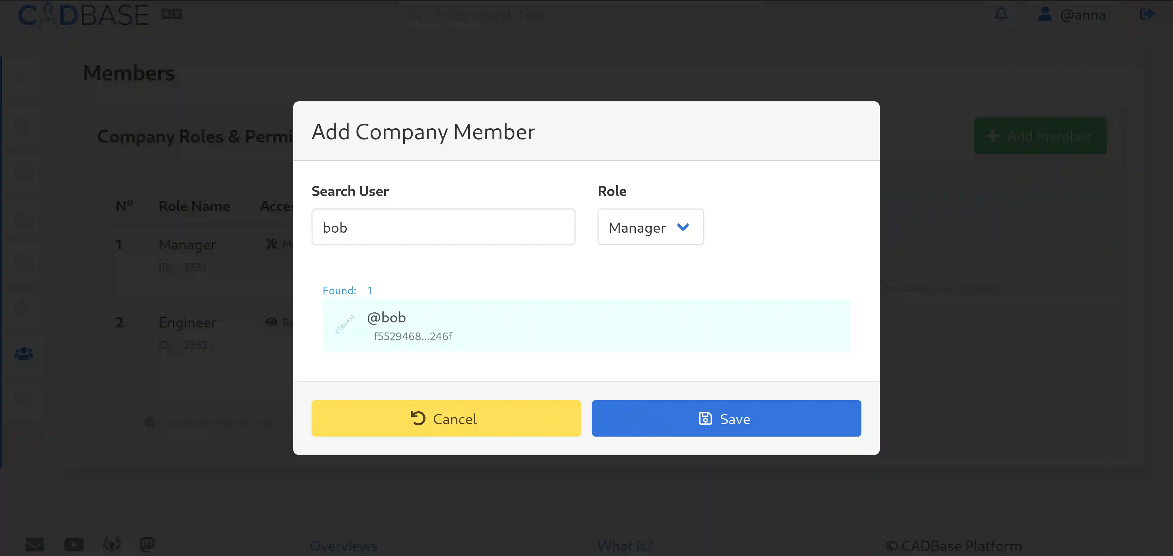 Adding a company member with a role