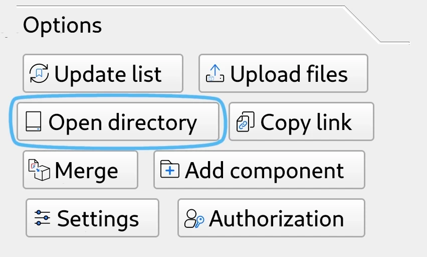 Button for opening file folder