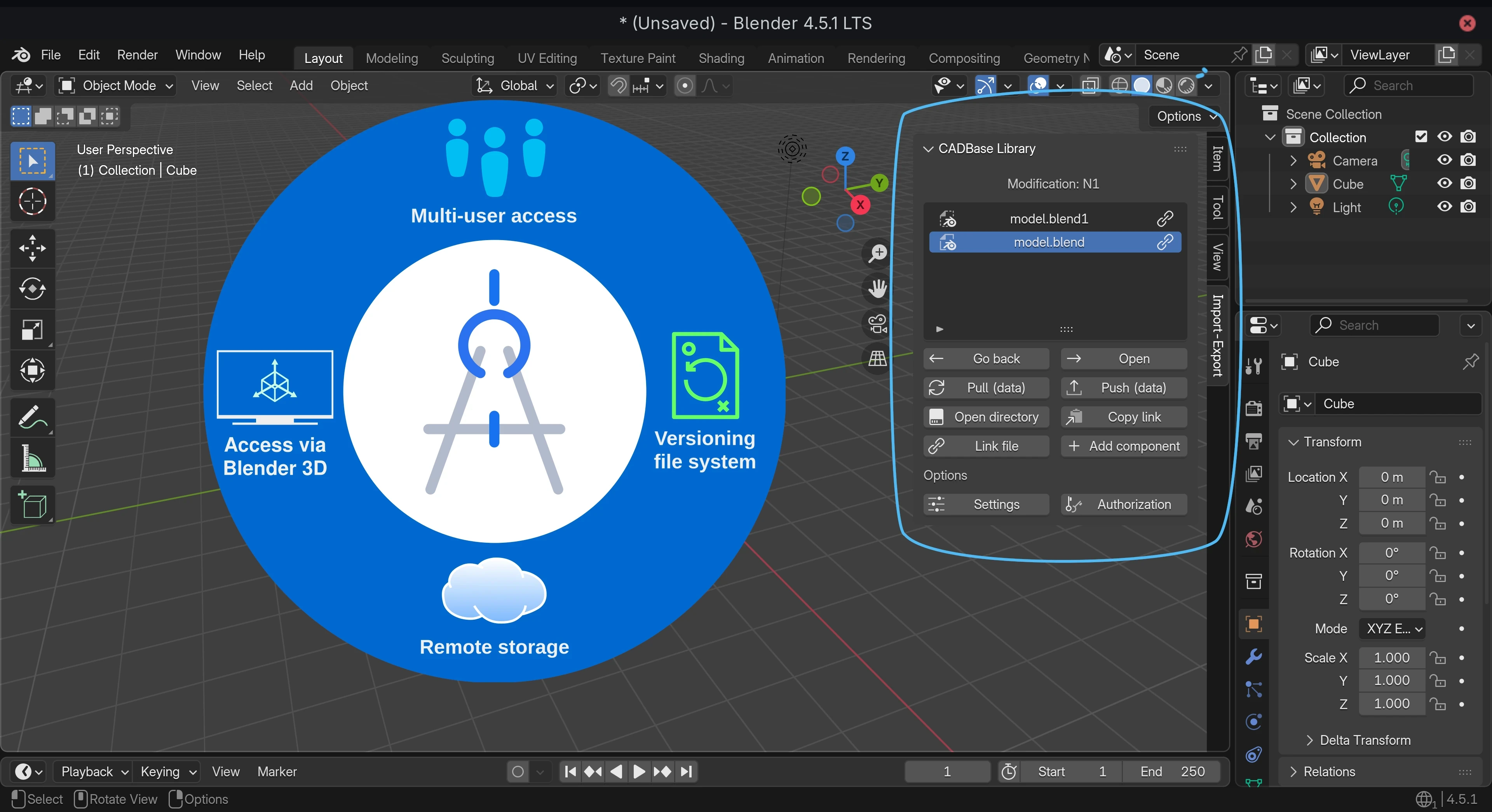 Overview of CADBase integration with Blender