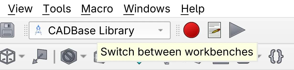 Selecting CADBase Library Workbench